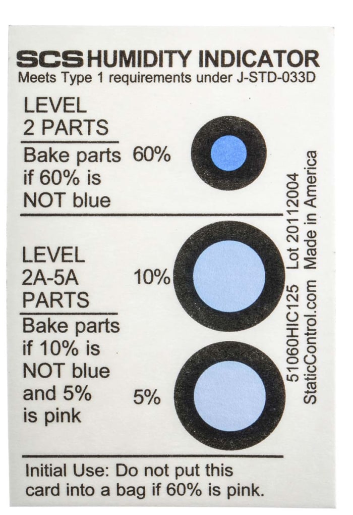 SCS Blotting Paper Impregnated With Cobaltous Chloride ESD Label, Humidity Indicator-Text 3 in x 2in