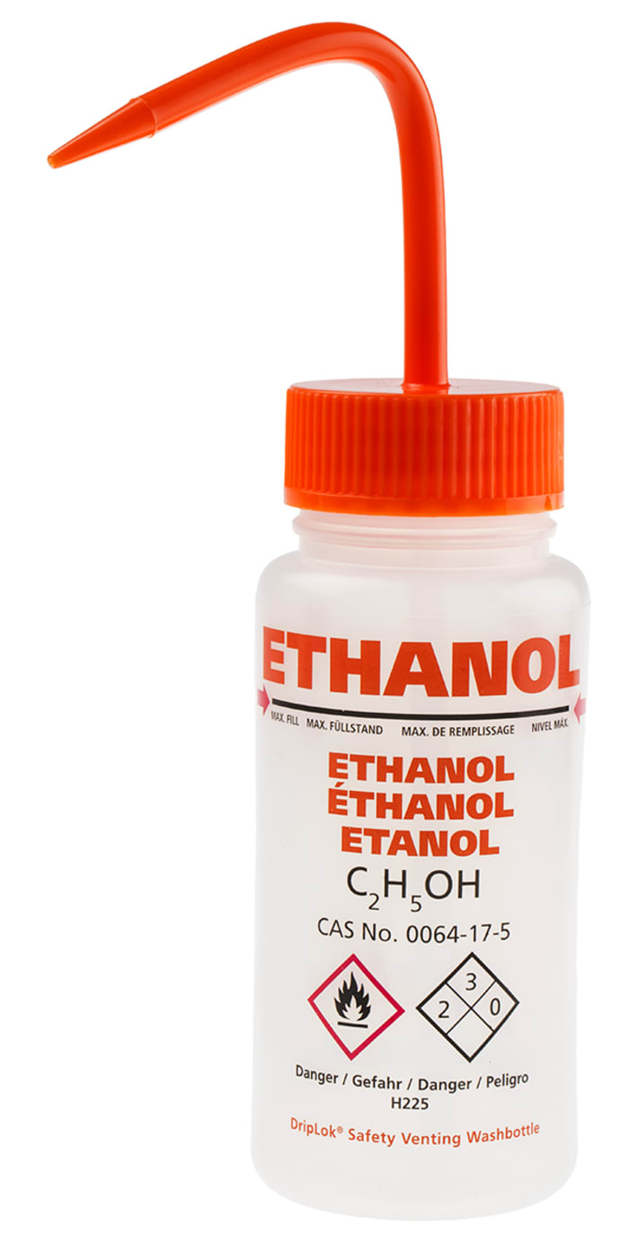 RS PRO 250ml LDPE Wide Neck Wash Bottle