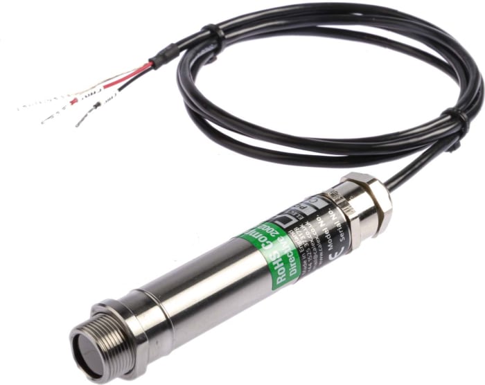 Sensor de temperatura infrarrojo Calex PC151HT-0 , de 0°C a +500°C, long. cable 1m, salida 4-20 mA, Ø 18 mm