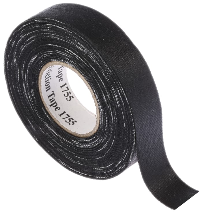3M Temflex 1755 Cloth Tape, 18m x 19.1mm, Black, Rubber Finish