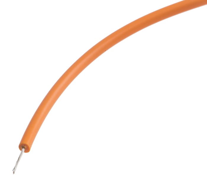RS PRO Orange 0.6mm² Hook Up Wire, 20 AWG, 19/0.2 mm, 100m, PTFE Insulation