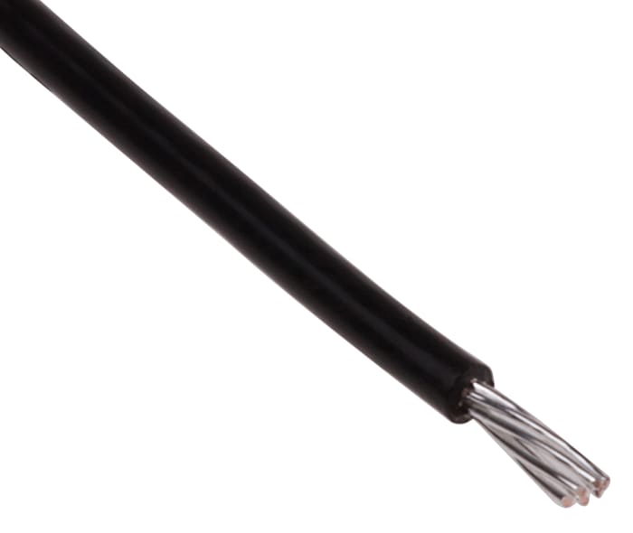 RS PRO Black 0.22mm² Hook Up Wire, 24 AWG, 7/0.2 mm, 25m, PTFE Insulation
