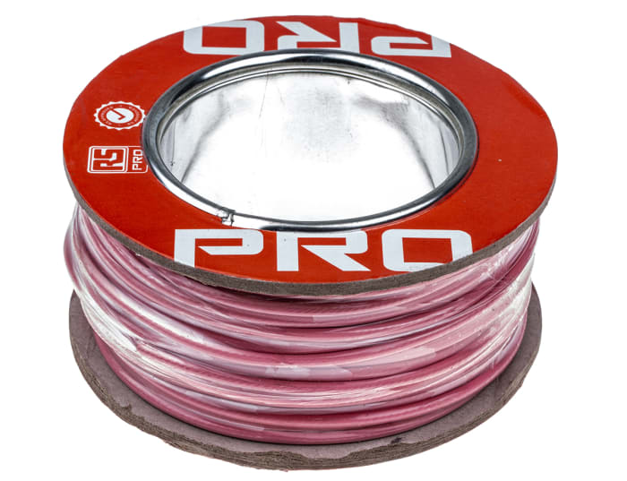 RS PRO, RS PRO Pink 3 mm² Hook Up Wire, 22 AWG, 19/0.45 mm, 25m, PTFE  Insulation, 841-7471