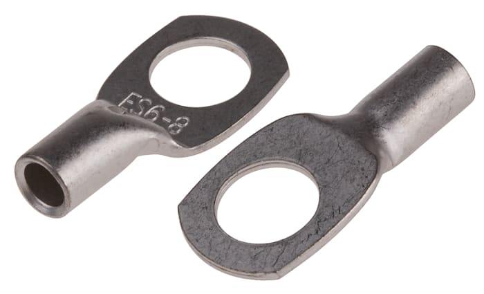 RS PRO Uninsulated Ring Terminal, 8mm Stud Size, 4mm² to 6mm² Wire Size, Natural