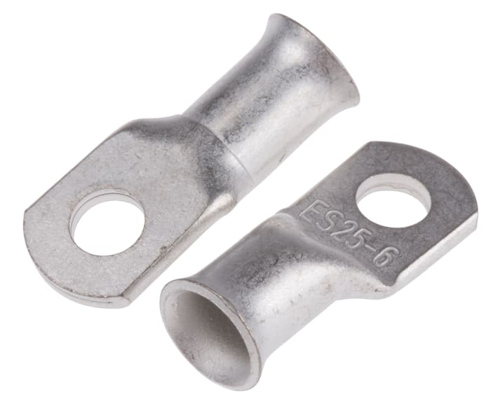 RS PRO Uninsulated Ring Terminal, 6mm Stud Size, 25mm² to 25mm² Wire Size, Natural
