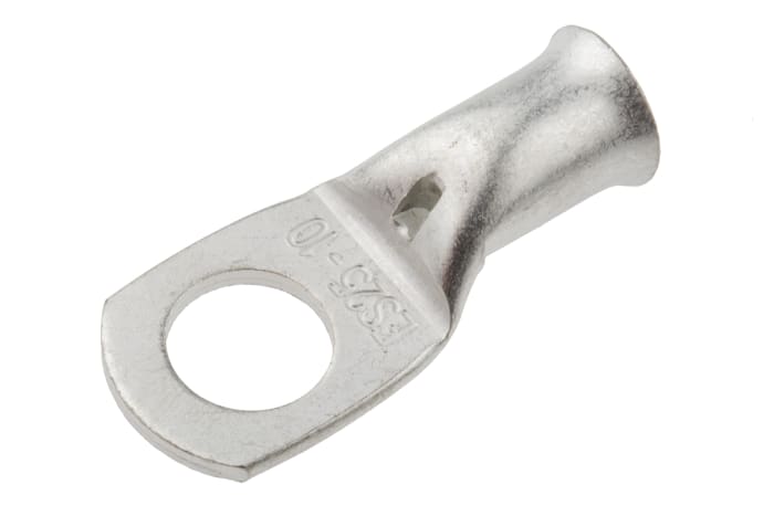 RS PRO Uninsulated Ring Terminal, 10mm Stud Size, 25mm² to 25mm² Wire Size, Natural