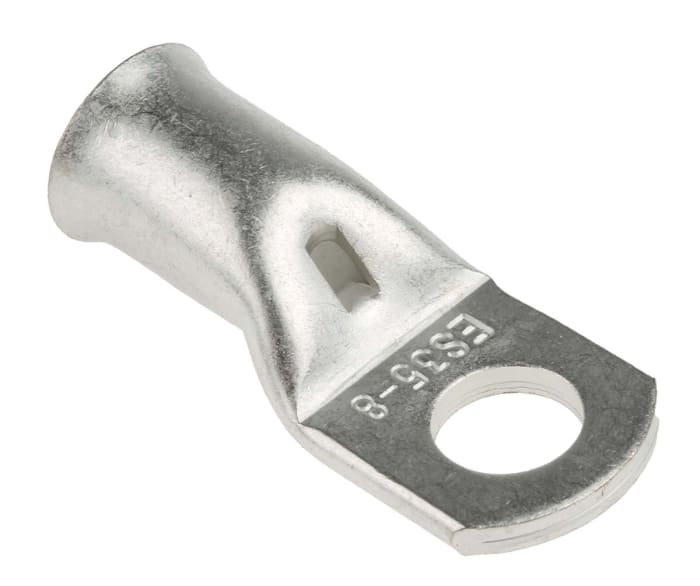 RS PRO Uninsulated Ring Terminal, 8mm Stud Size, 35mm² to 35mm² Wire Size, Natural