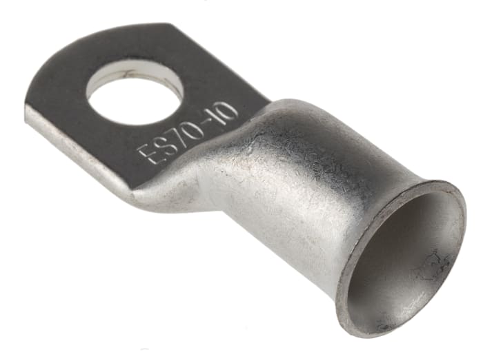 RS PRO Uninsulated Ring Terminal, 10mm Stud Size, 70mm² to 70mm² Wire Size, Natural
