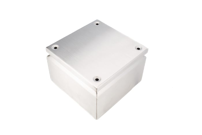 RS PRO Unpainted Stainless Steel Terminal Box, IP66, 200 x 200 x 120mm