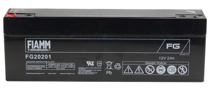 Fiamm 12V Faston F1 Sealed Lead Acid Battery, 2Ah