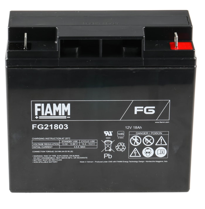 Fiamm 12V M5 Sealed Lead Acid Battery, 18Ah