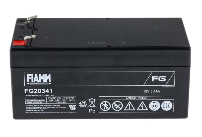 Batería de plomo ácido, 12V 7Ah, AGM, terminales Faston 4,8 mm Código RS:  597-835 Nº ref. fabric.