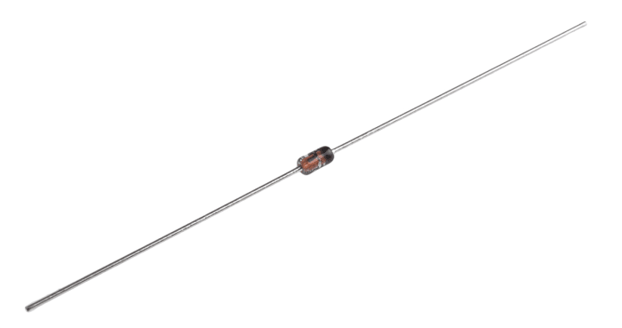 Diodo de pequeña señal, 1N4148, 300mA, 100V Conexión de silicio, DO-35, 2-Pines 1V