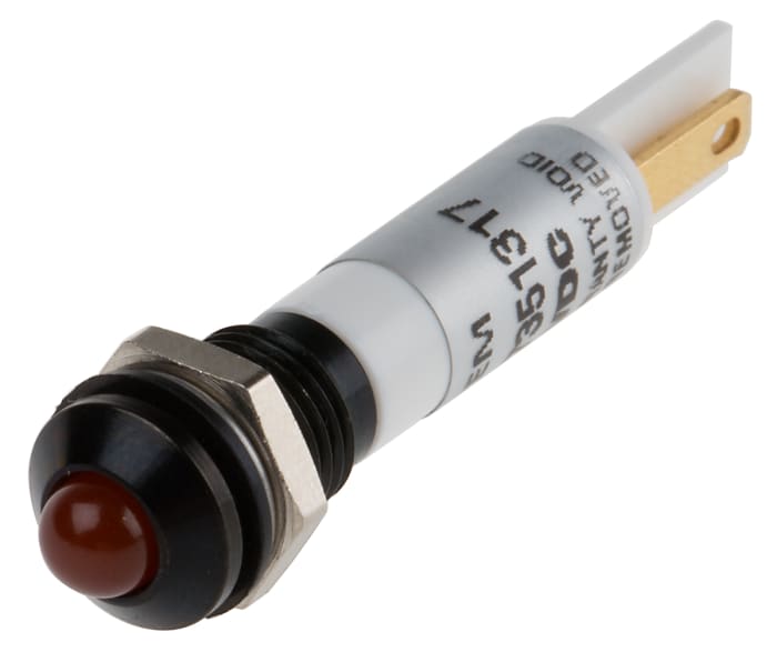 RS PRO Orange Panel Mount Indicator, 21.6 → 26.4V dc, 8mm Mounting Hole Size, IP67