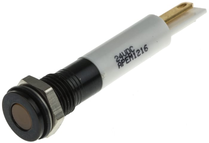 RS PRO Orange Panel Mount Indicator, 21.6 → 26.4V dc, 8mm Mounting Hole Size, IP67