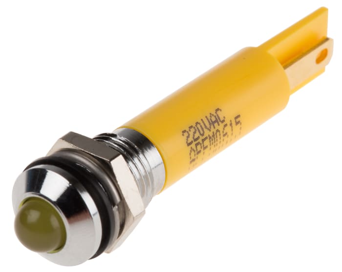 Voyant LED lumineux  Jaune RS PRO, dia. 8mm, 220V c.a., IP67