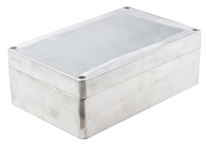 RS PRO Silver Die Cast Aluminium Enclosure, IP66, Silver Lid, 280 x 180 x 100mm