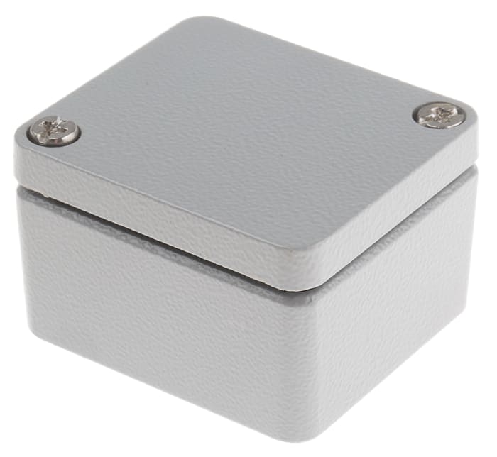 RS PRO Grey Die Cast Aluminium Enclosure, IP66, Grey Lid, 50 x 45 x 30mm