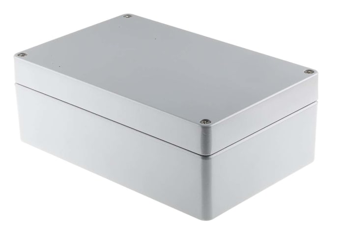 RS PRO Grey Die Cast Aluminium Enclosure, IP66, Grey Lid, 280 x 180 x 100mm