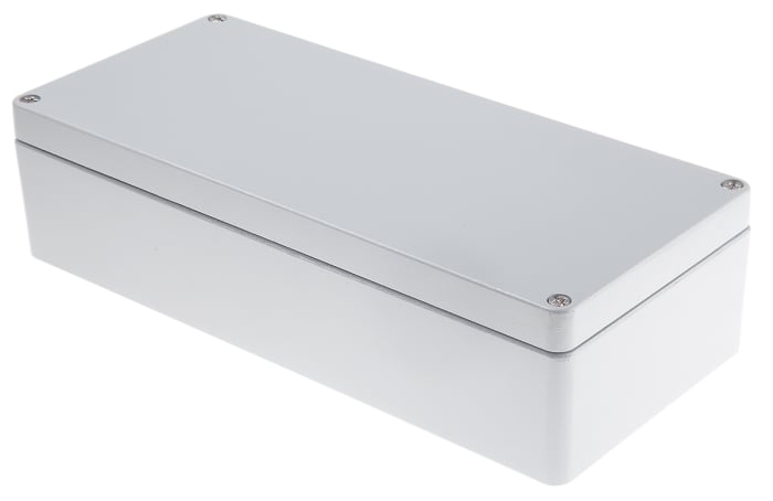 RS PRO Grey Die Cast Aluminium Enclosure, IP66, Grey Lid, 360 x 160 x 90mm