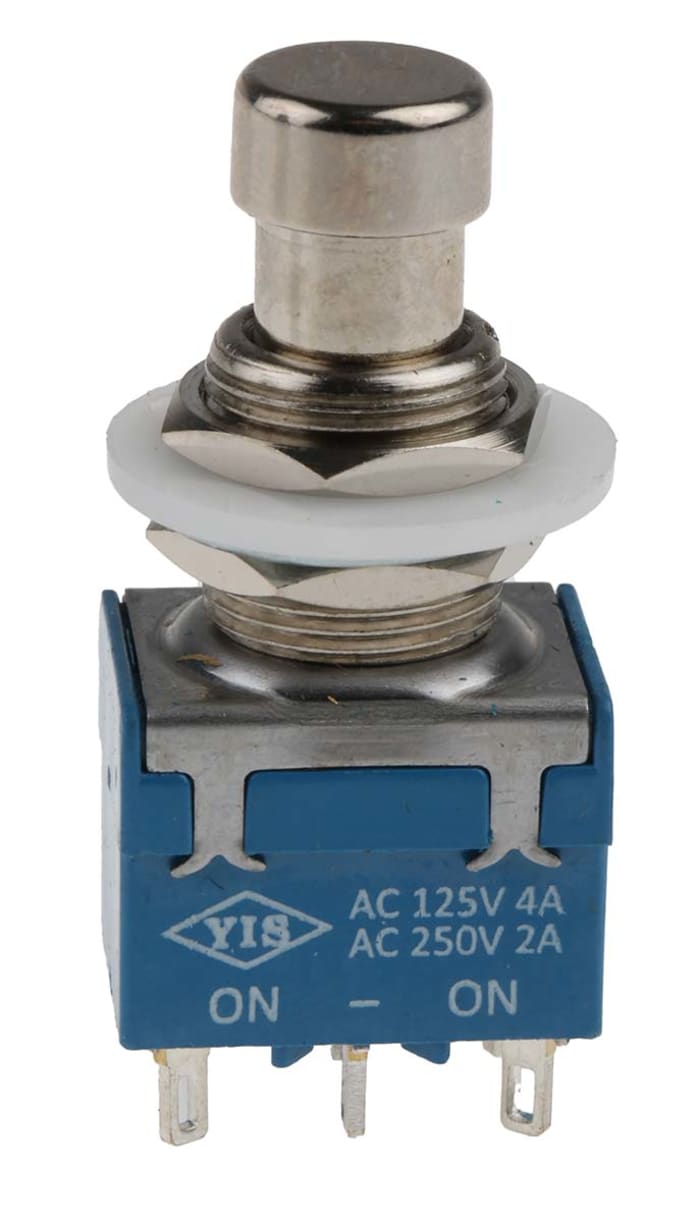 RS PRO Push Button Switch, Latching, PCB, 12.2mm Cutout, DPDT