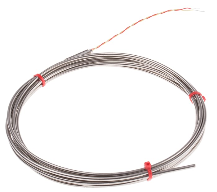 RS PRO Type K Mineral Insulated Thermocouple 3m Length, 3mm Diameter → +1100°C