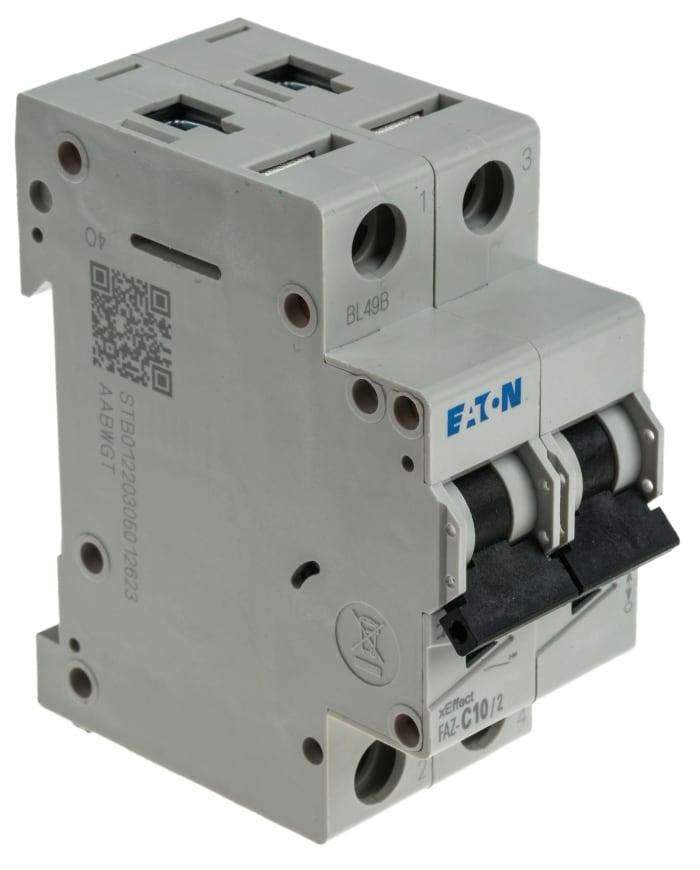 Eaton xEffect MCB, 2P, 10A Curve C, 240 → 415V AC, 10 kA Breaking Capacity