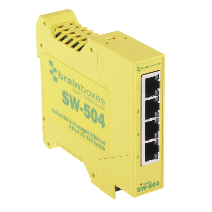 SW504 Brainboxes Brainboxes Switch, 4 RJ45 port DIN Rail