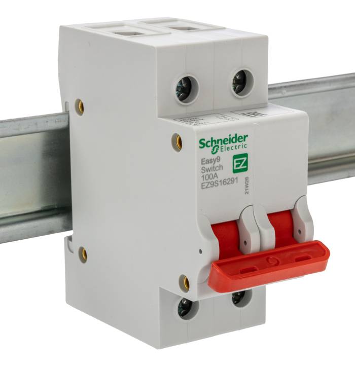 Schneider Electric 2P Pole DIN Rail Isolator Switch - 100A Maximum Current, IP20