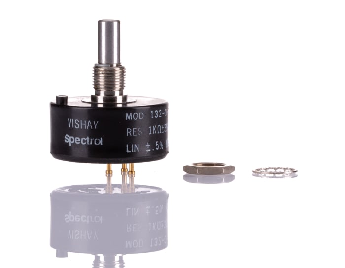 Vishay 132 1kΩ Rotary Potentiometer Continuous-Turns 1-Gang Bushing Mount, 132-0-0-102