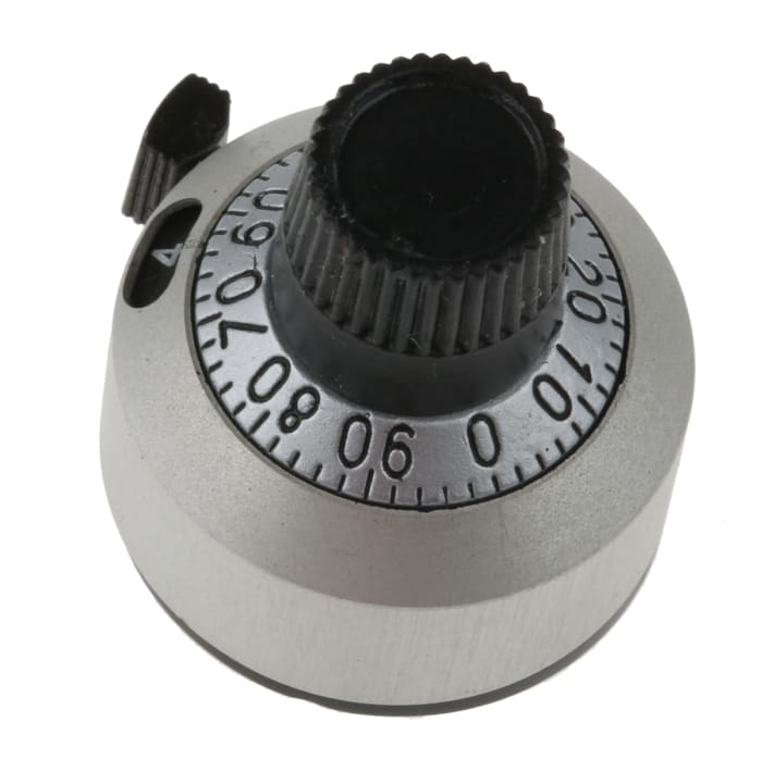 Vishay 22.2mm Chrome Multiturn Dial for 6.35mm Shaft Splined, 18-A-11