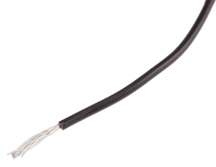 RS PRO Black 0.22mm² Hook Up Wire, 24 AWG, 7/0.2 mm, 250m, PVC Insulation