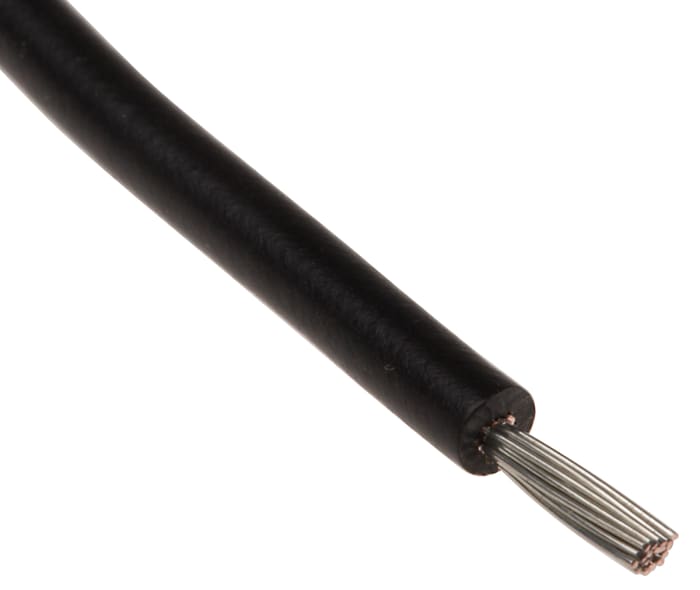 RS PRO Black 0.6mm² Hook Up Wire, 20 AWG, 19/0.2 mm, 100m, PVC Insulation