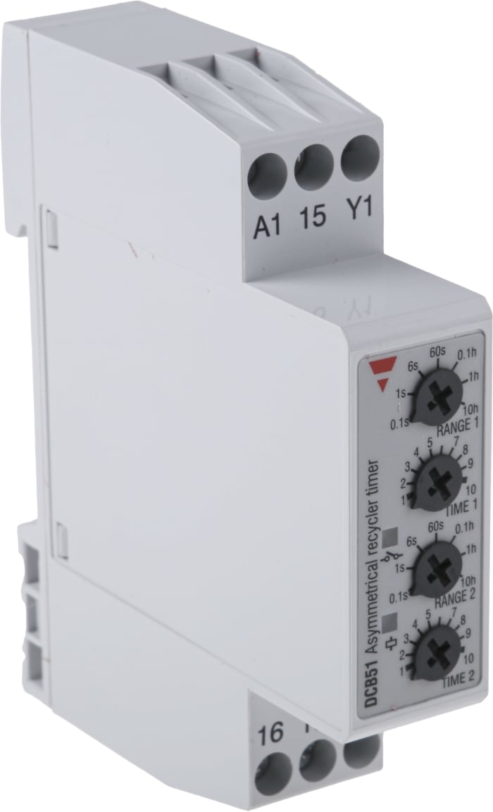 Relais temporisé Carlo Gavazzi, 24 V dc, 24 → 240V c.a., Rail DIN, 2 contacts