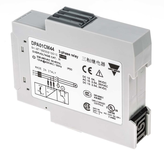 Carlo Gavazzi Phase, Voltage Monitoring Relay, 3 Phase, SPDT, 177 → 550V ac, Plug In