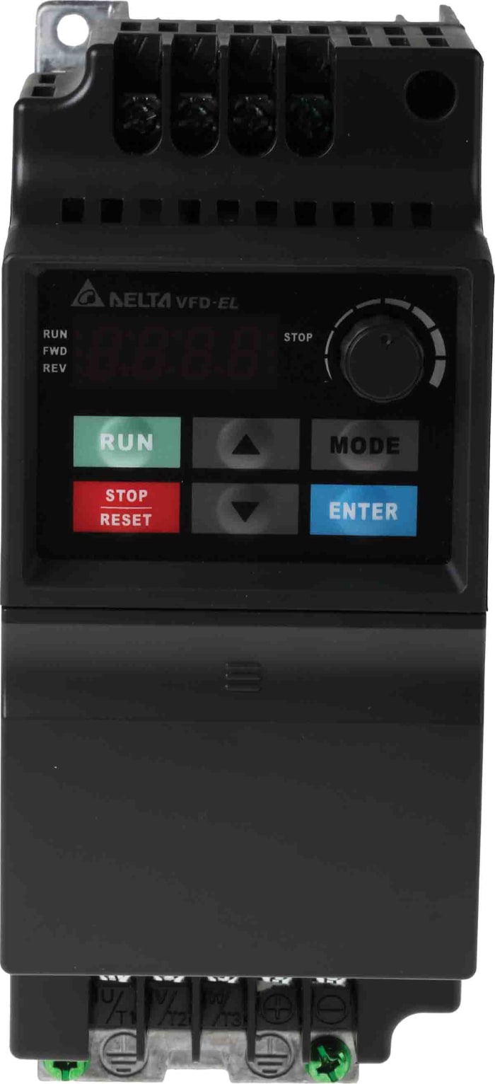 VFD004EL43A Delta Electronics, Delta Electronics Inverter Drive, 0.4 kW, 3  Phase, 400 V ac, 1.8 A, VFD-EL Series, 860-3900