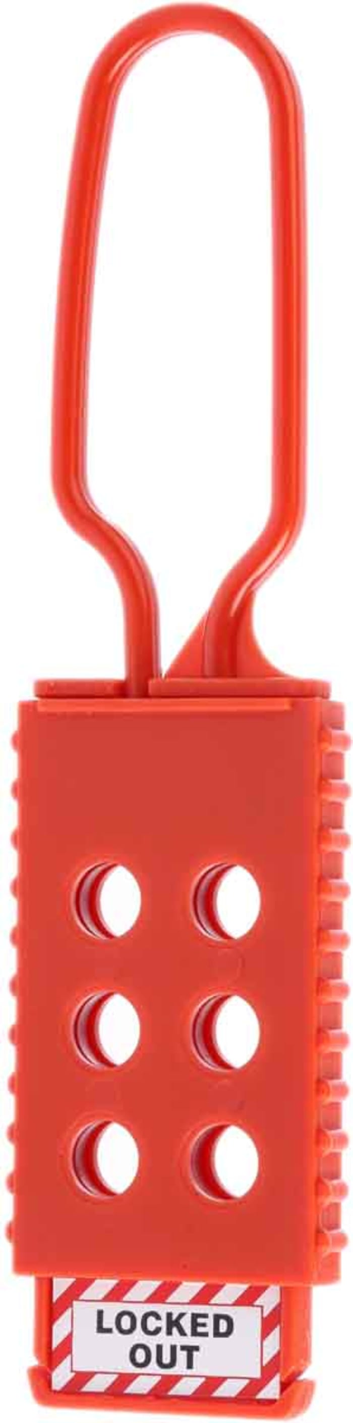 RS PRO Red 6-Lock Nylon Lockout Electrical Hasp, 9.5mm Shackle