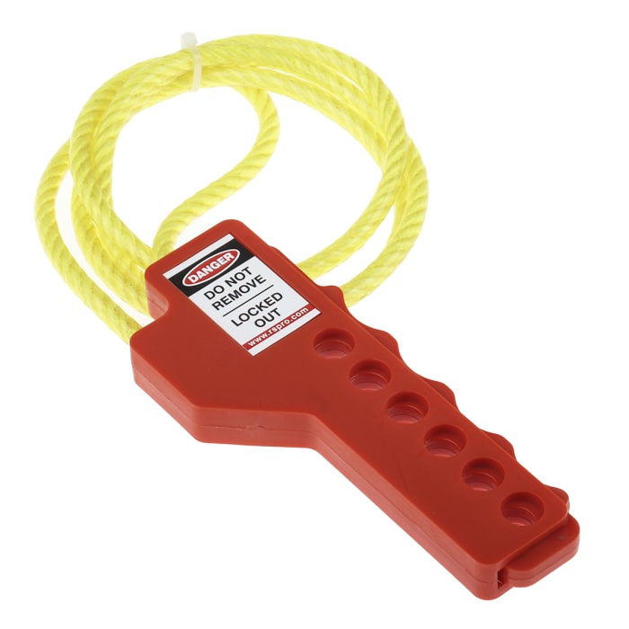 RS PRO Black, Yellow 6-Lock ABS, Nylon, PVC Squeezer Multipurpose Cable Lockout, 8mm Shackle