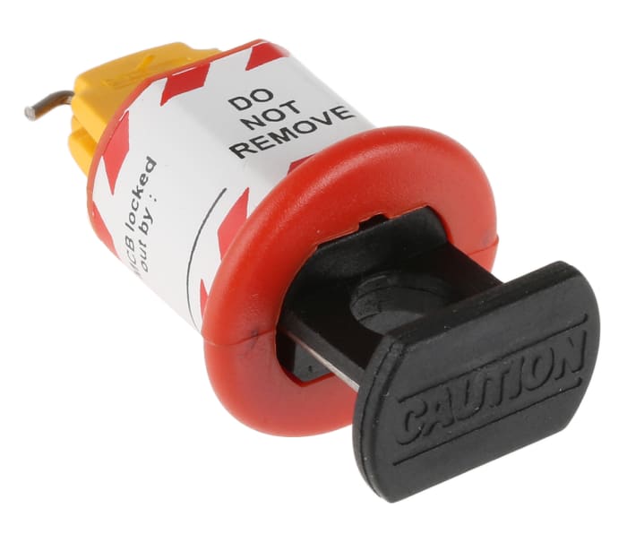 RS PRO Black, Red, Yellow 1-Lock ABS, Nylon, Steel Conventional Miniature Circuit Breaker Lockout, 7.25mm Shackle