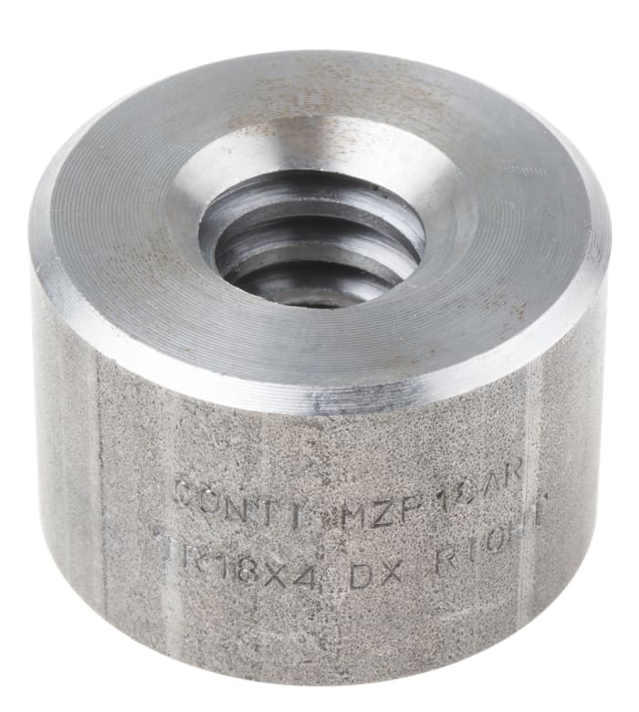 Tuerca para husillo cilíndrica RS PRO, Ø de eje 18mm, Ø ext. 40mm, longitud 27mm, paso de rosca 4mm