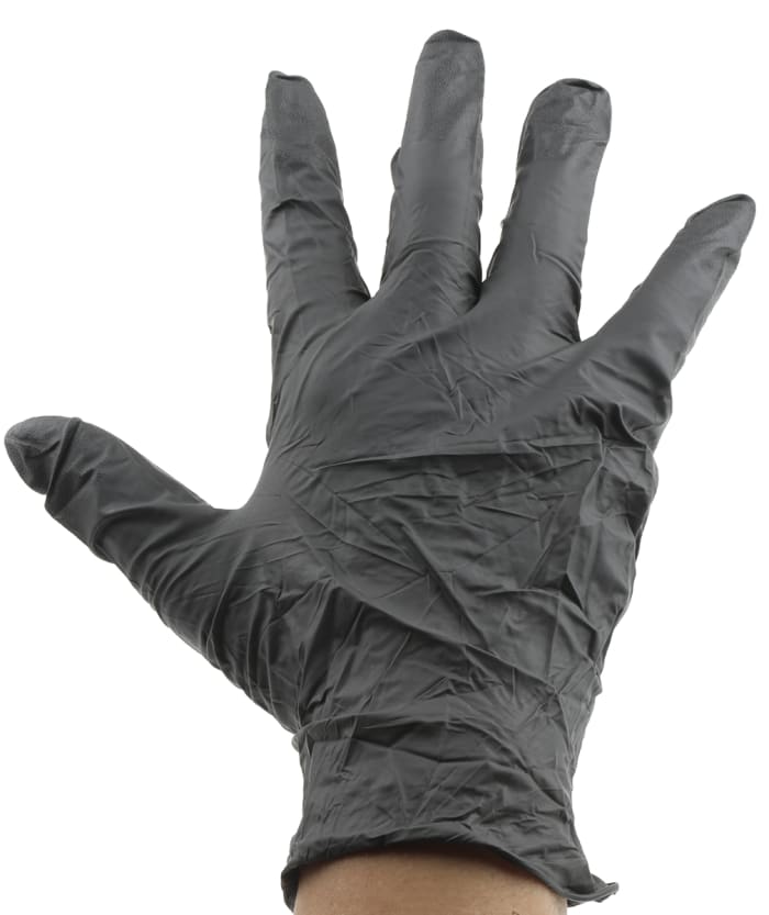 Ansell 93-250 Grey Powder-Free Nitrile Disposable Gloves, Size 8.5-9, Large, 100 per Pack