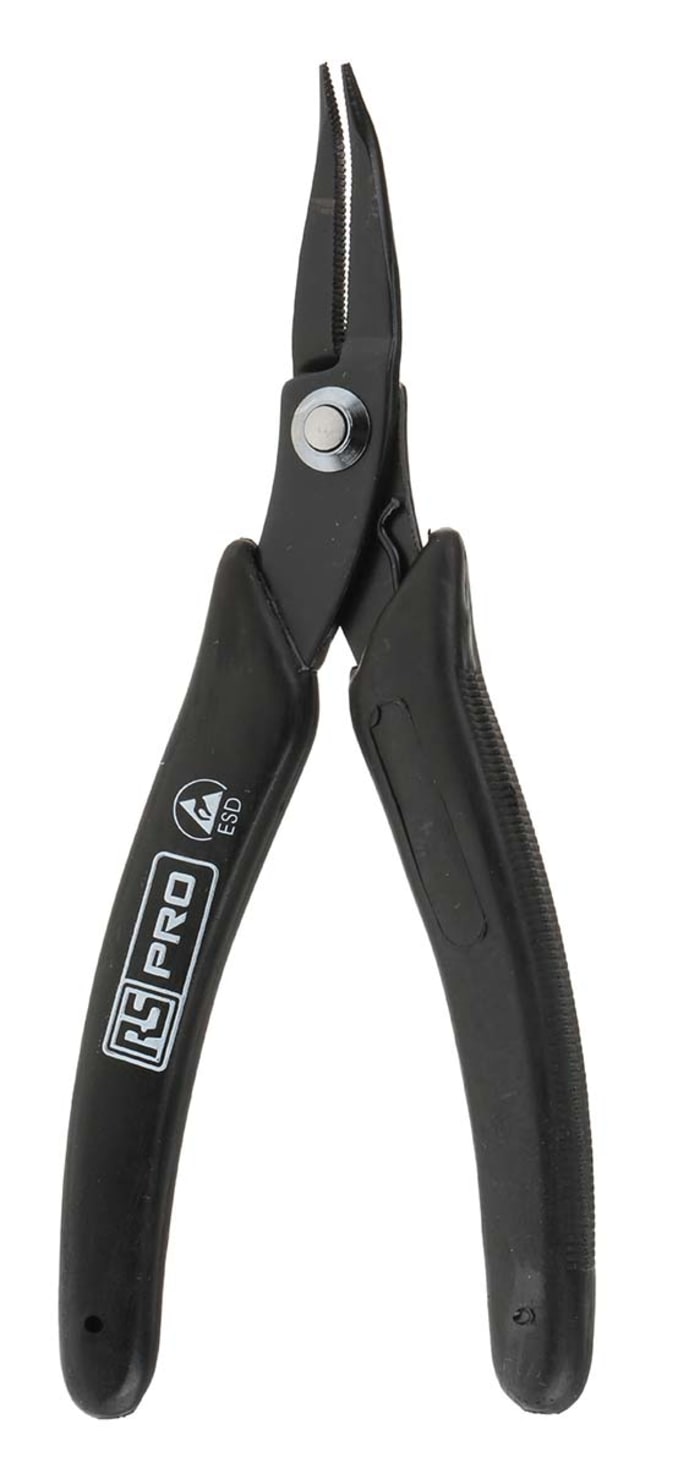 RS PRO Electronics Pliers, Round Nose Pliers, 150 mm Overall, Bent Tip, ESD