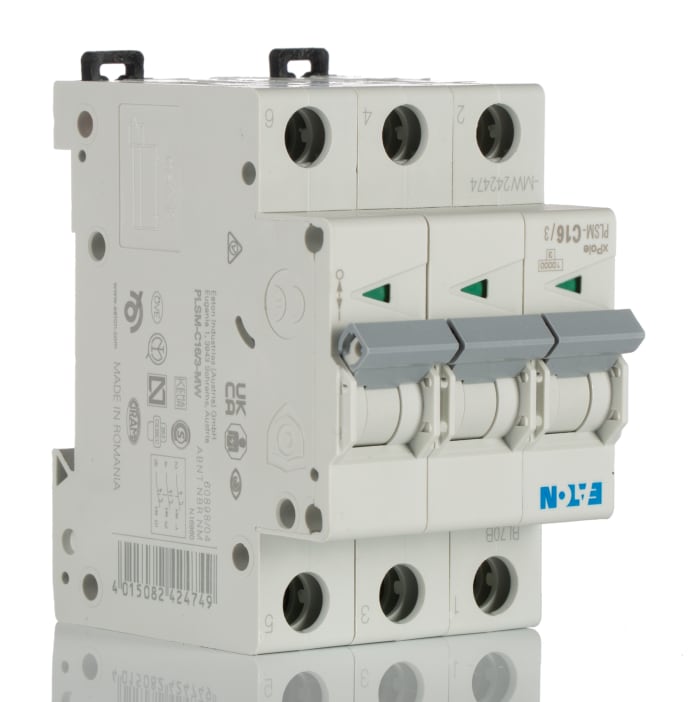 Interruptor automático 3P, 16A, Curva Tipo C, Poder de corte 10 kA 242474, xPole, Montaje en Carril DIN