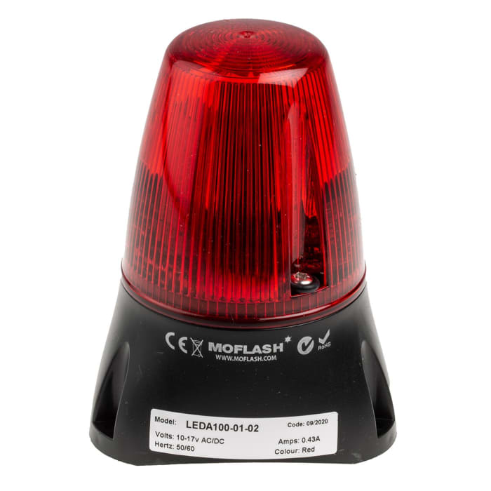 LEDA100 Beacon, Red, 8-20 Vac/dc