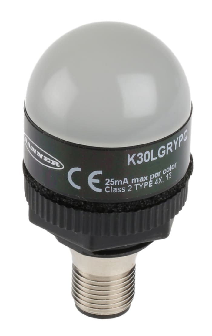 Balise à LED Vert, rouge, jaune Banner série K30L, 10 → 30 V c.c.