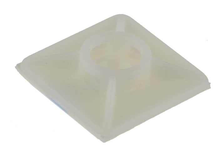 RS PRO Self Adhesive Natural Cable Tie Mount 26.3 mm x 26.3mm, 5.6mm Max. Cable Tie Width