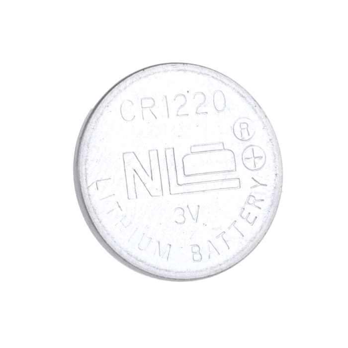 Pila de botón CR1220, 3V, 35mAh, litio - dióxido de manganesoterminal tipo  PCB Código RS: 745-0893 Nº ref. fabric.: CR-1220/VCN