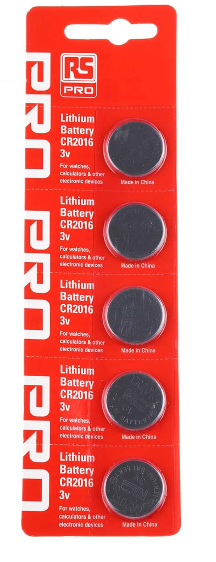 Pila de botón CR2016, 3V, 90mAh, litio - dióxido de manganeso