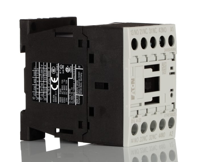 Eaton Overload Relay 2NO + 2NC, 6 A Contact Rating, 3 W, 24 Vac, 4P