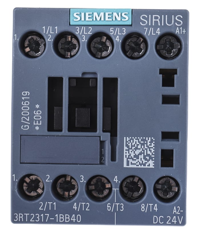 Siemens Contactor, 24 V dc Coil, 4-Pole, 12 A, 5.5 kW 24 V, 4 NO, 690V